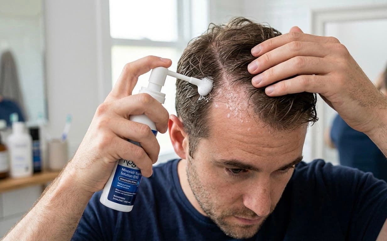 Saç Ekimi Öncesi Minoxidil ve Finasteride Kullanımı sağlayan bir erkek