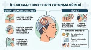 ilk 48 saat greftlerin tutunma süreci için yapılması gerekileni anlatan görsel