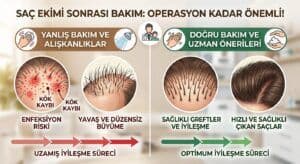 Saç ekimi sonrası yıkama kadar bakım sürecinin de ne kadar önemli olduğunu gösteren görsel